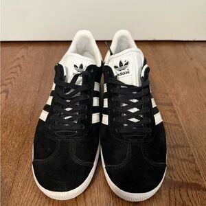 Adidas Women's Gazelles Classic Sneakers in Black, White & Gold